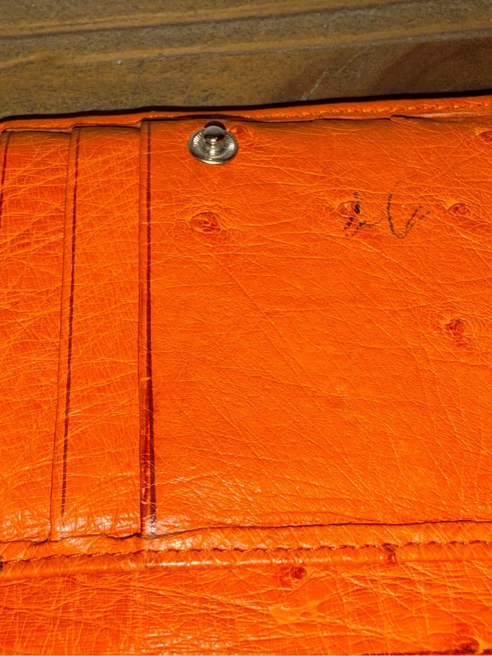 Orange Ostrich Leather Wallet